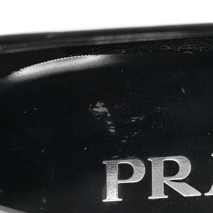 Prada Brushed Calfskin Metal Triangle Logo 20mm Loafers 36.5 Black 9 of 12
