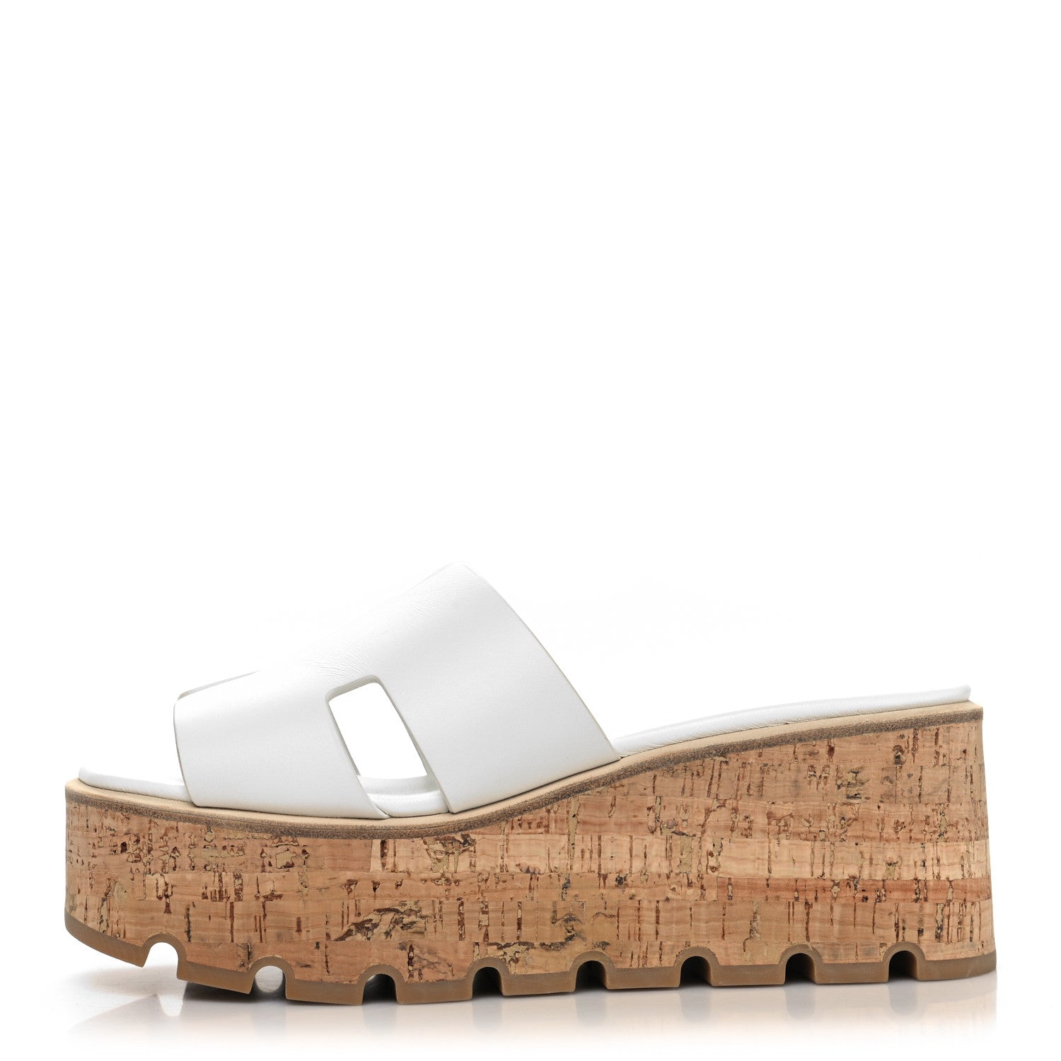Hermes Calfskin Cork Eze 30 Sandals 37 White 1 of 9