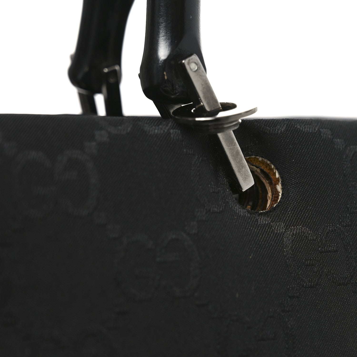 Gucci Nylon Monogram Large Bamboo Shopper Tote Black 19 of 20