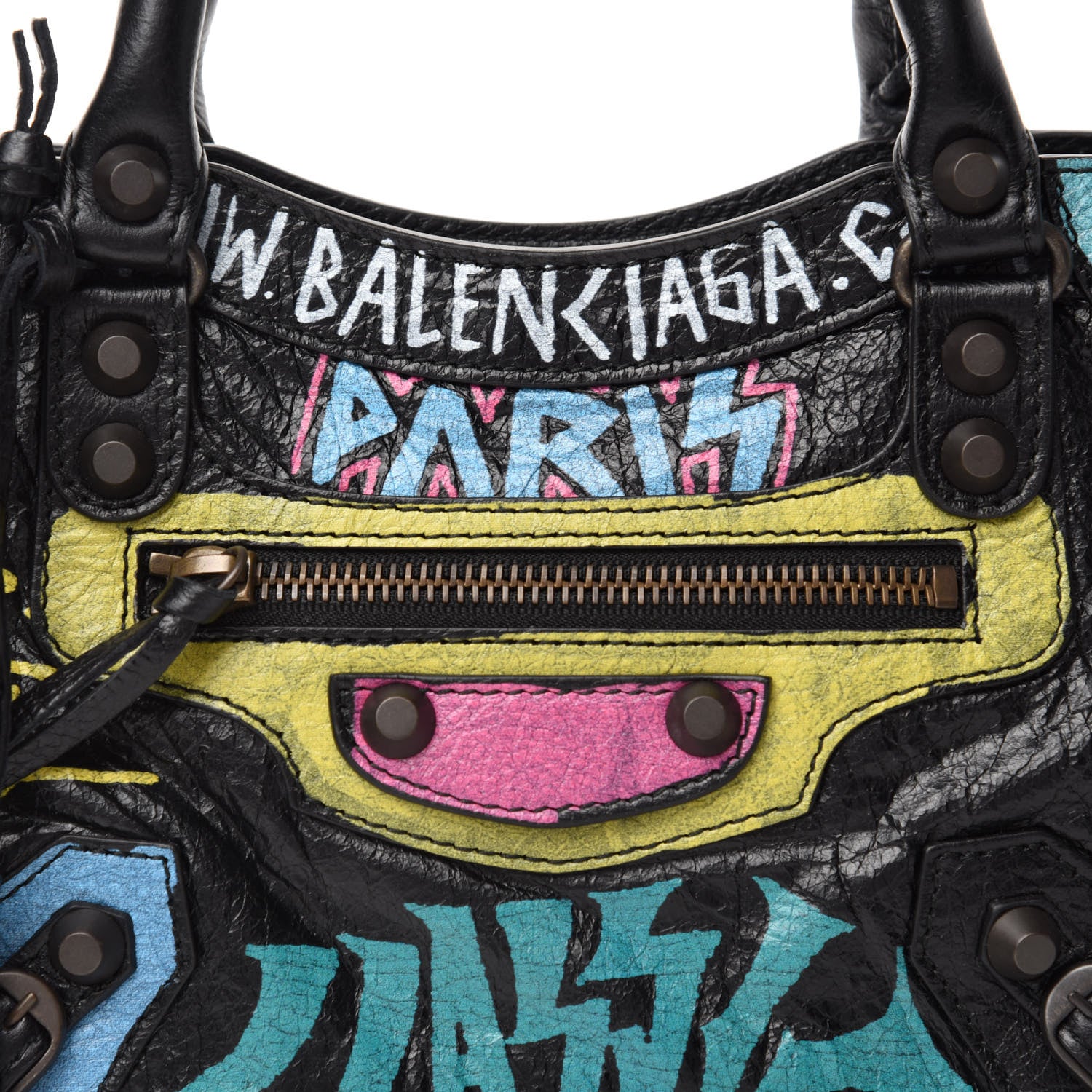 Balenciaga Agneau Arena Graffiti All Over Classic Hardware Mini City Black Multicolor 10 of 10