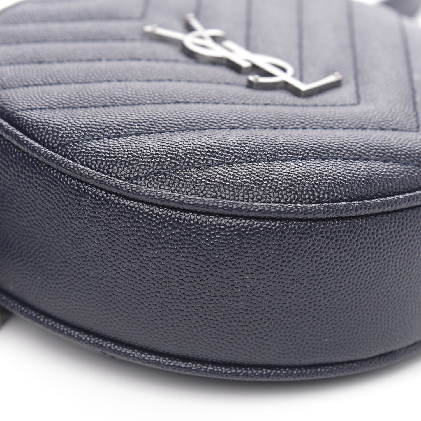 Grain De Poudre Matelasse Chevron Quilted Round Vinyle Camera Bag Deep Marine