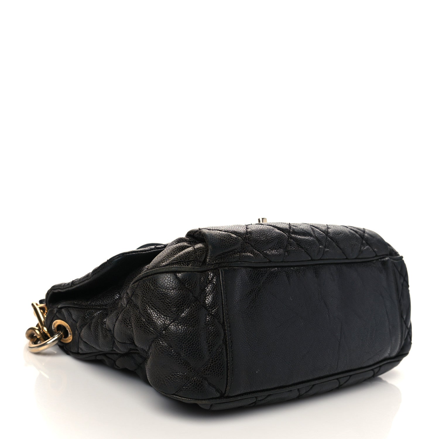 Chanel Crumpled Grained Calfskin Medium Coco Pleats Messenger Flap Black 4 of 16