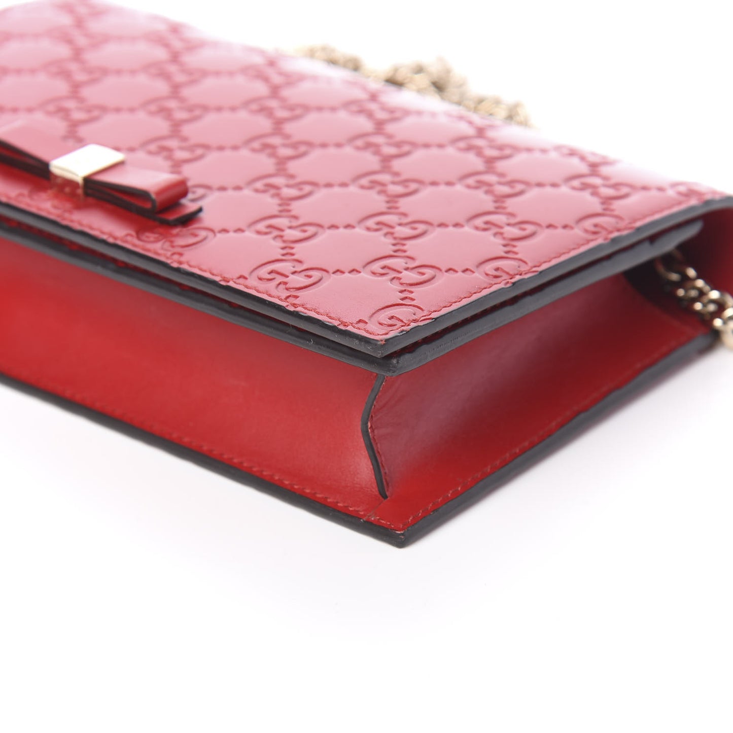 Guccissima Signature Bowy Chain Wallet Hibiscus Red