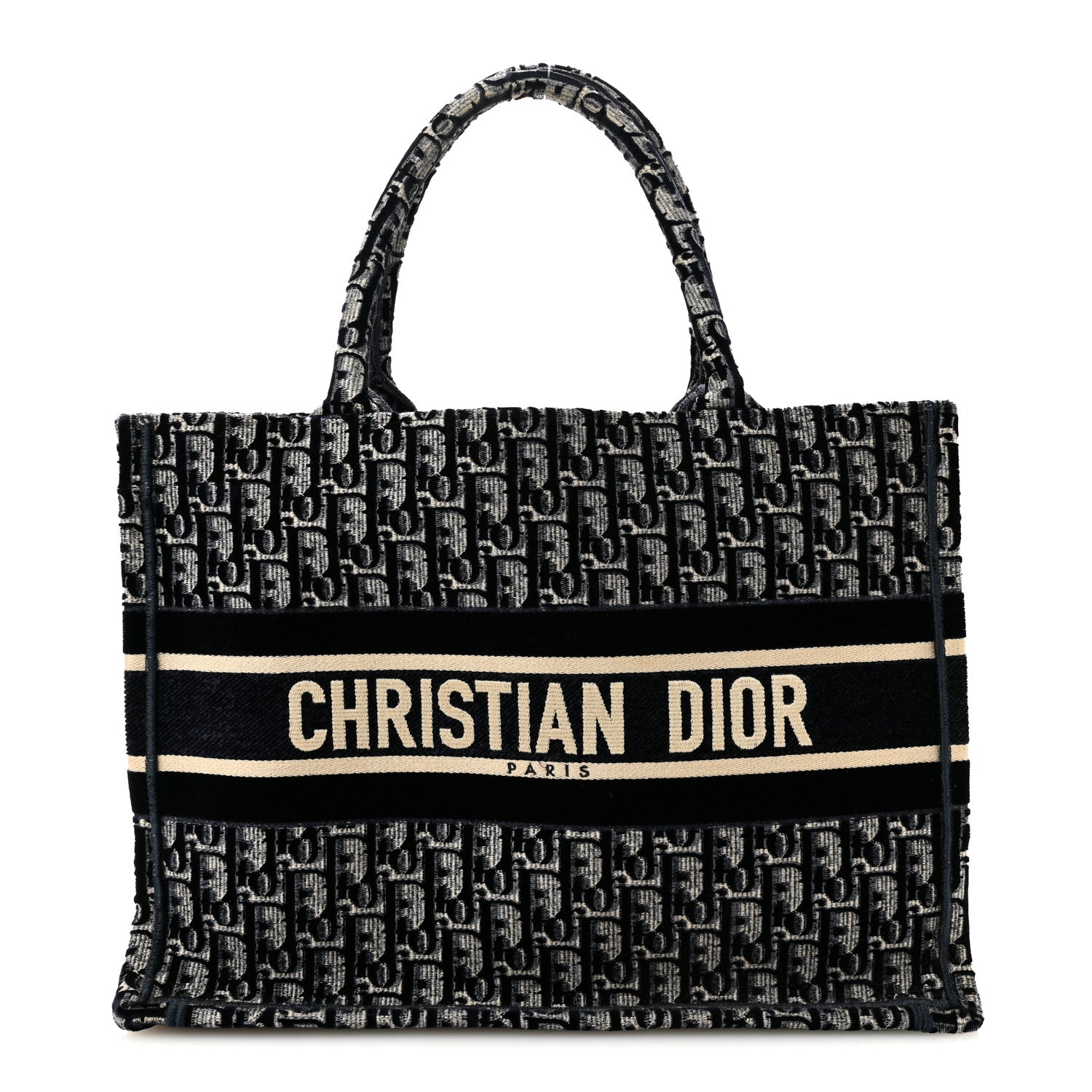 Christian Dior Oblique Velvet Medium Book Tote Blue Multicolor 1 of 12