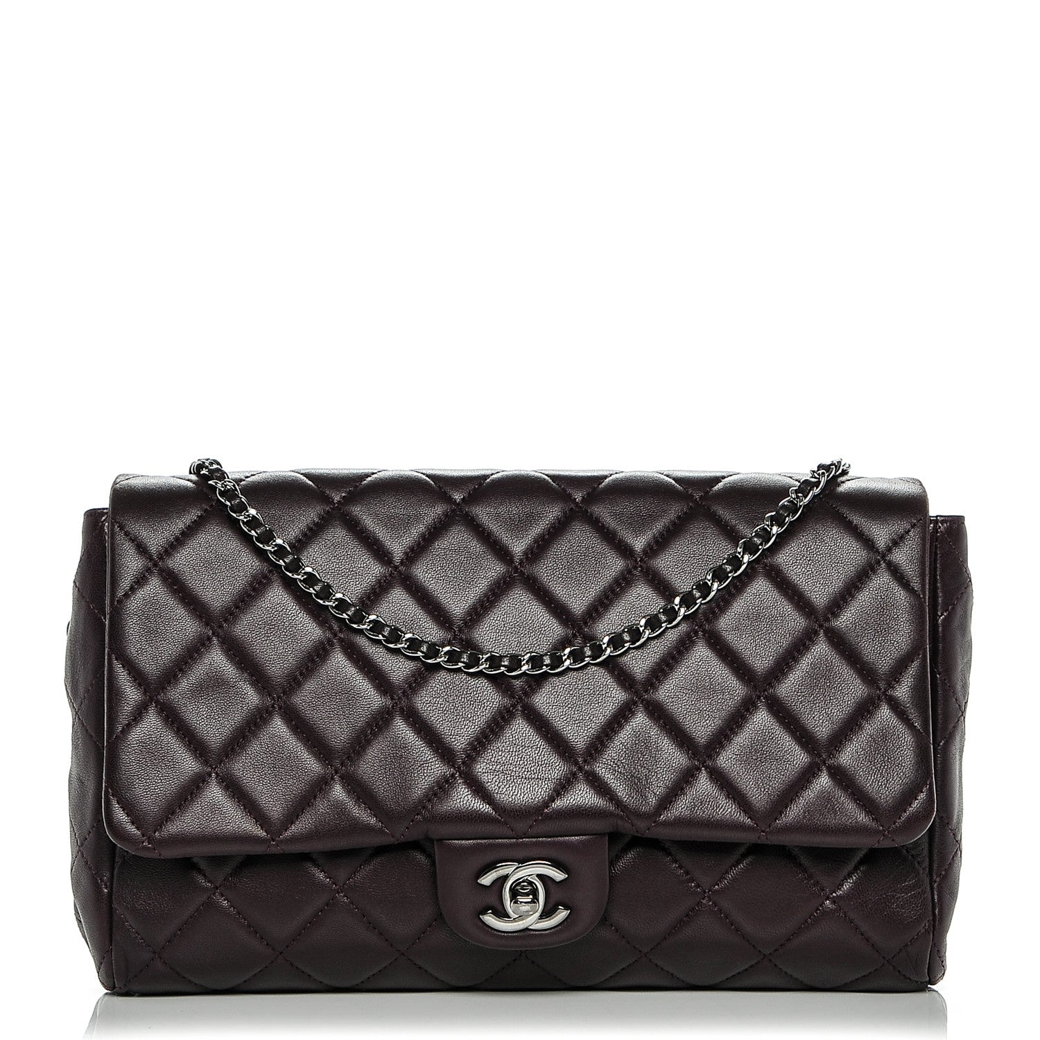 Chanel Lambskin Quilted Clutch With Chain Flap Purple 1 of 8