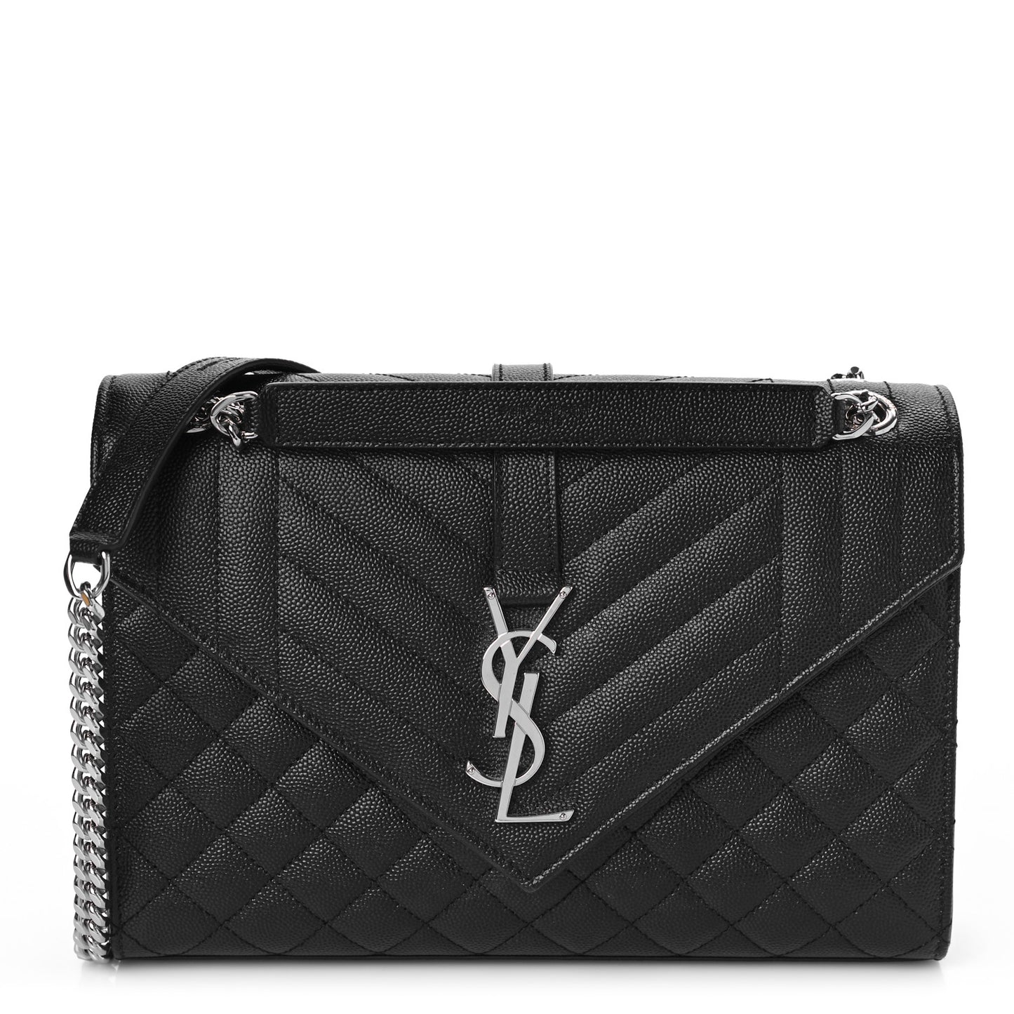 Grain De Poudre Textured Mixed Matelasse Triquilt Medium Monogram Satchel Black