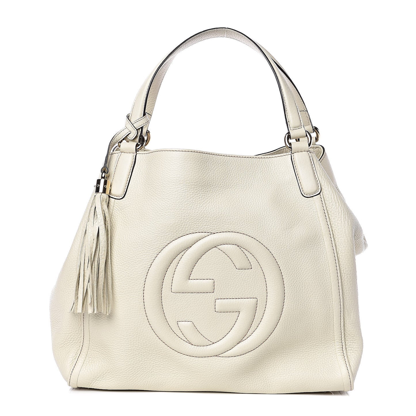 Pebbled Calfskin Medium Soho Shoulder Bag Off White