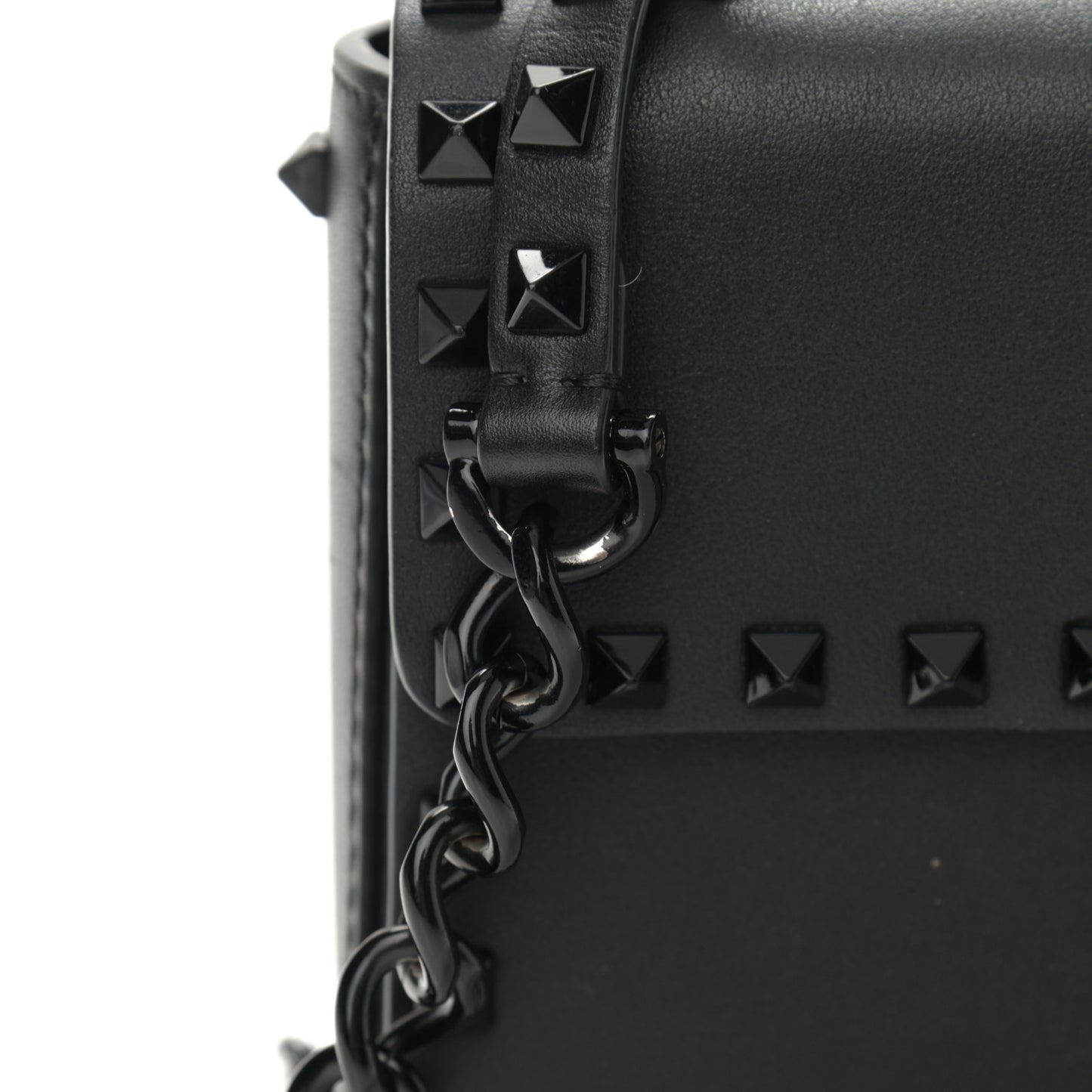 Vitello Monochrome Rockstud Flip Lock Bag Black