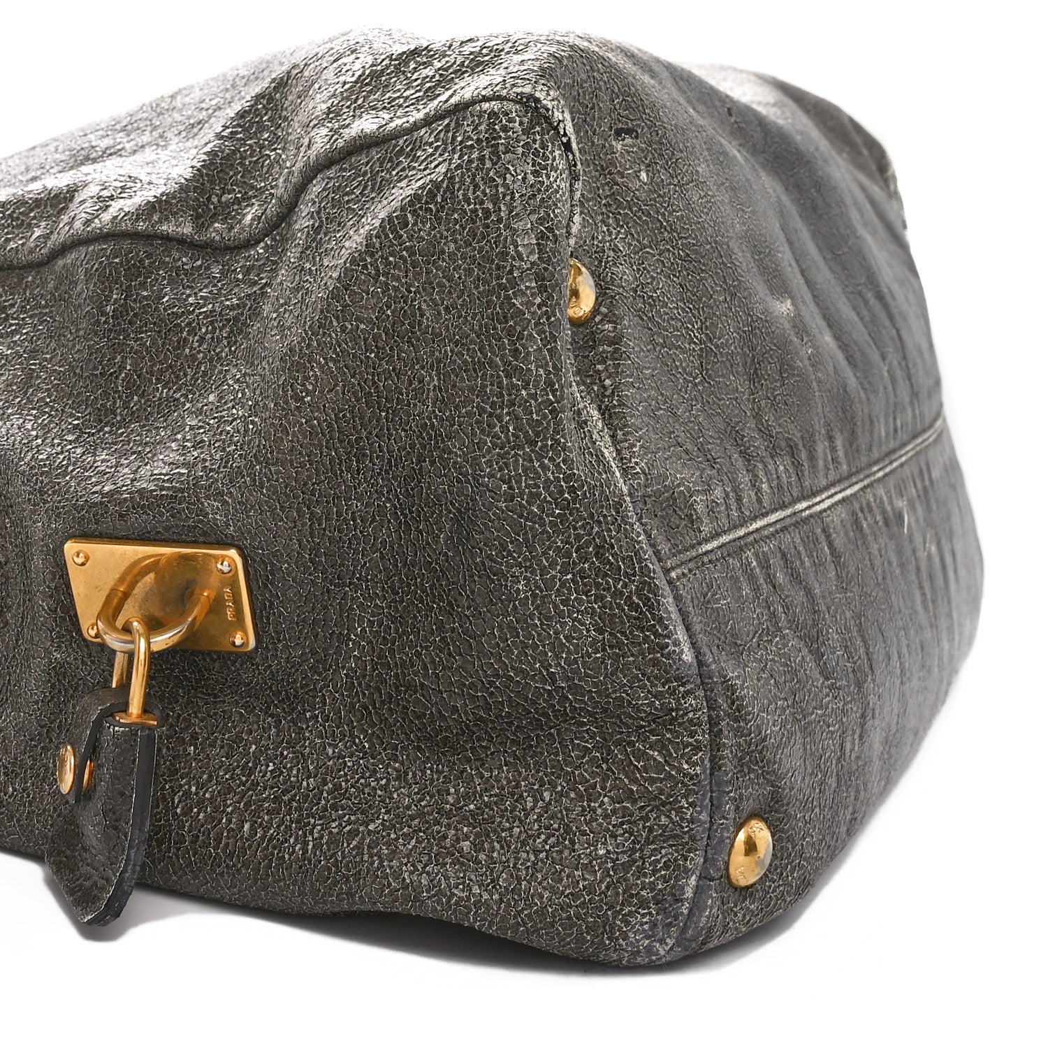 Prada Cervo Lux Shoulder Bag Dark Grey 8 of 9