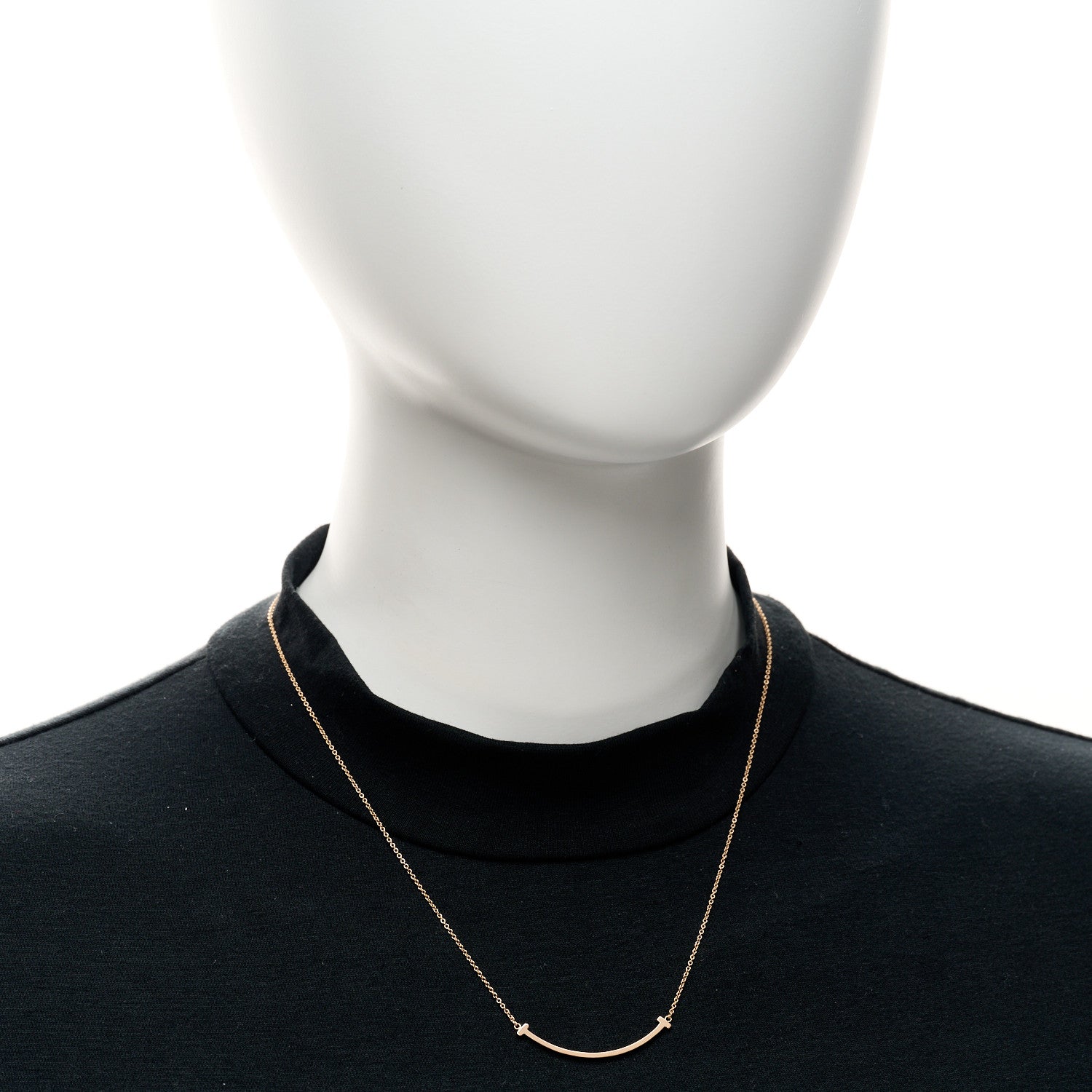 Tiffany 18K Rose Gold Small T Smile Pendant Necklace 2 of 4