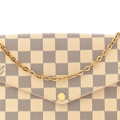 Louis Vuitton Damier Azur Pochette Felicie Chain Wallet Rose Ballerine 8 of 13