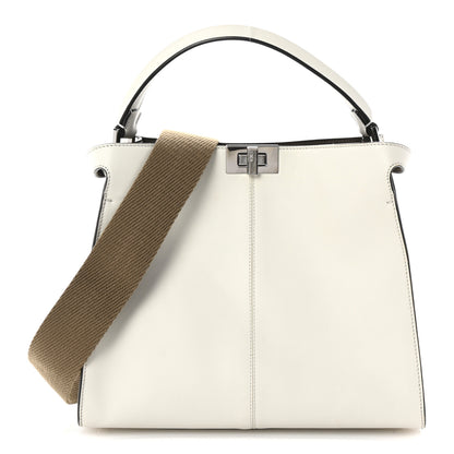 Fendi Vitello Seta Glazed Fabric FF 1974 Medium Peekaboo X-Lite Latte Mogano Panna 1 of 10