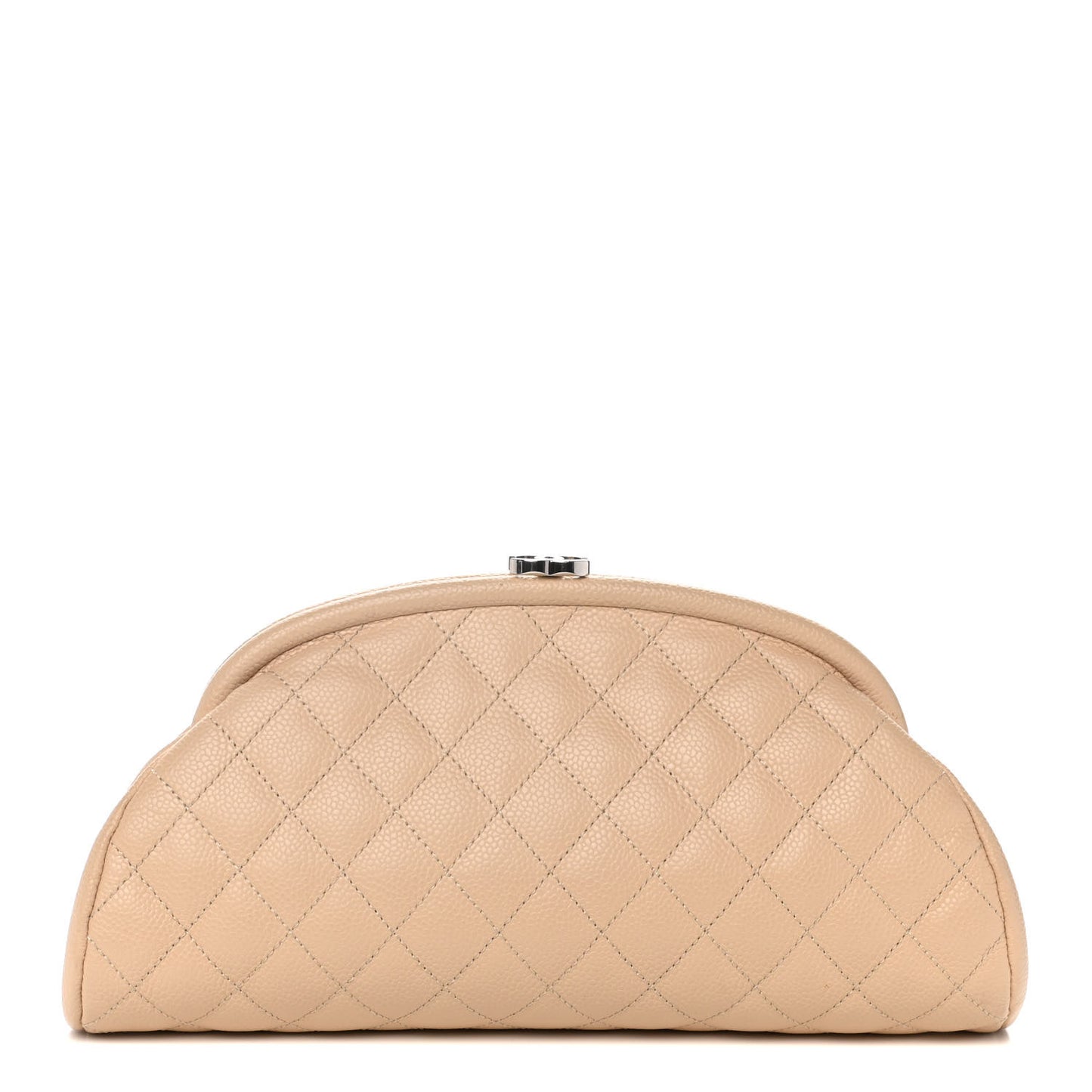 Caviar Quilted Timeless Clutch Beige Clair