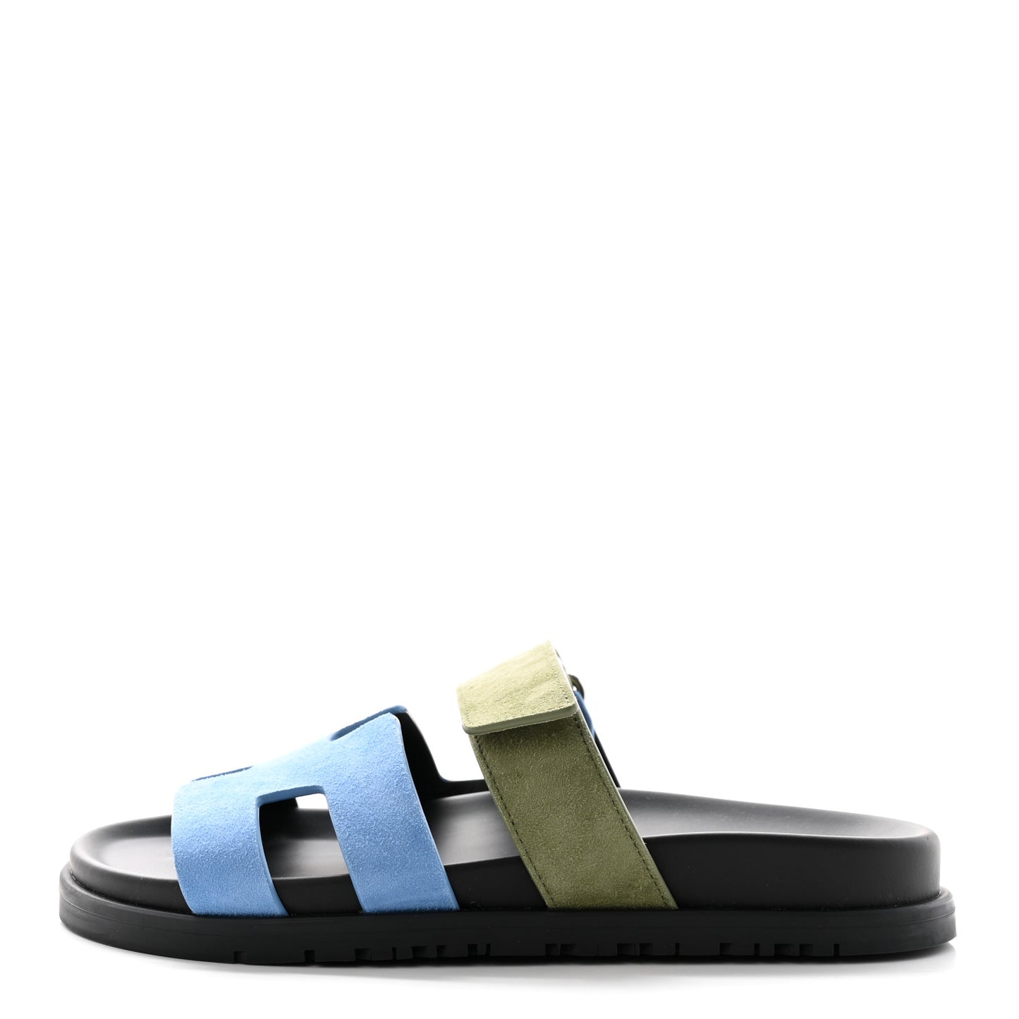 Suede Goatskin Womens Chypre Sandals 36 Bleu Cameo Vert