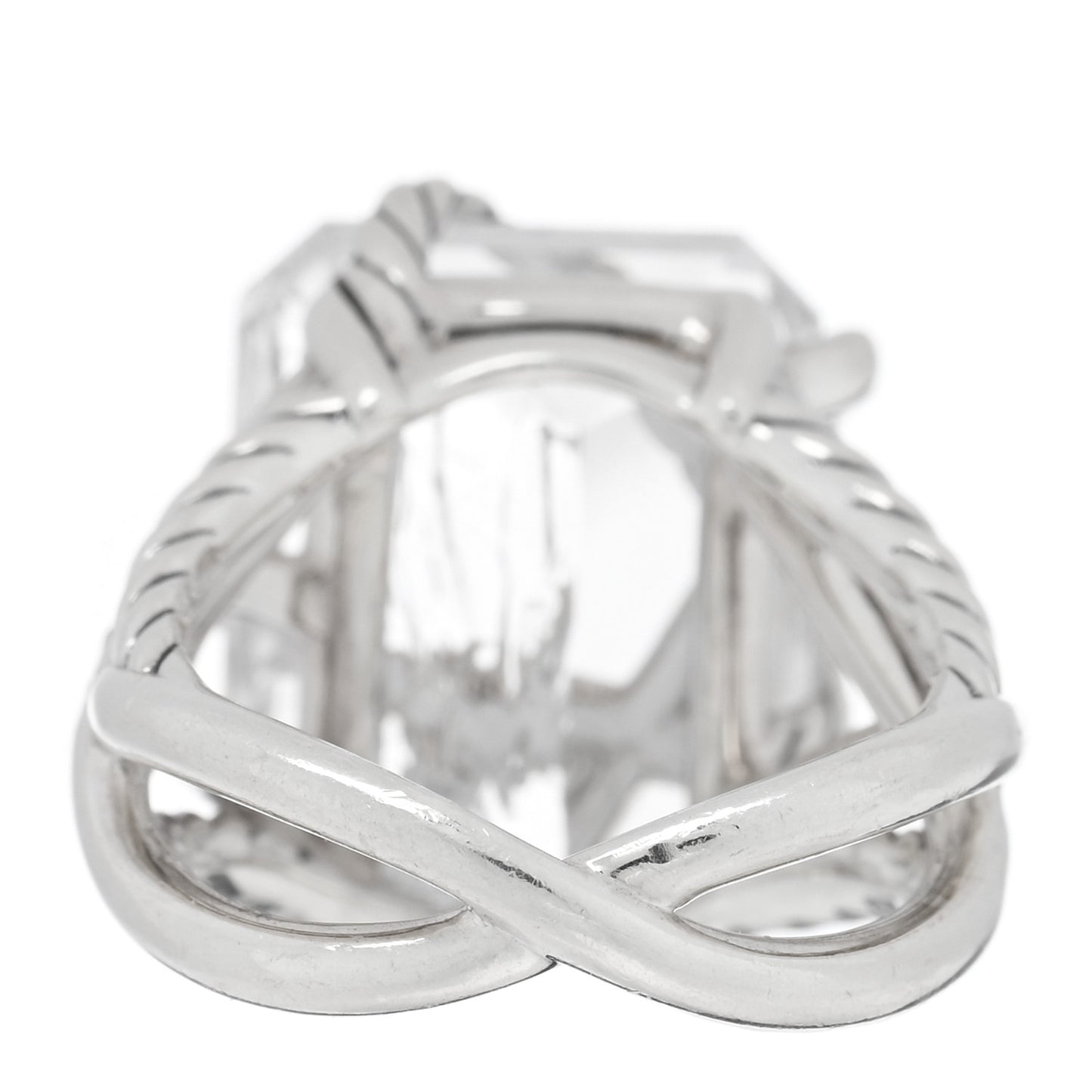 Sterling Silver Diamond Quartz 18mm Cable Wrap Ring 53 6.25