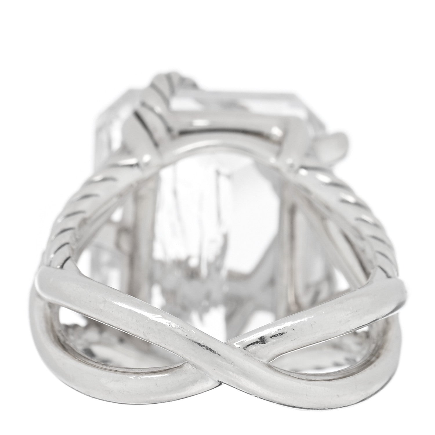 David Yurman Sterling Silver Diamond Quartz 18mm Cable Wrap Ring 53 6.25 4 of 5
