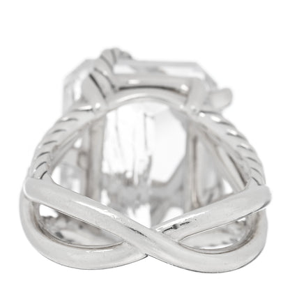David Yurman Sterling Silver Diamond Quartz 18mm Cable Wrap Ring 53 6.25 4 of 5