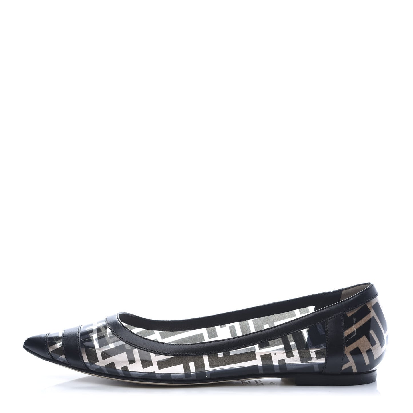 PVC Calfskin FF Colibri Ballerina Flats 40 Black