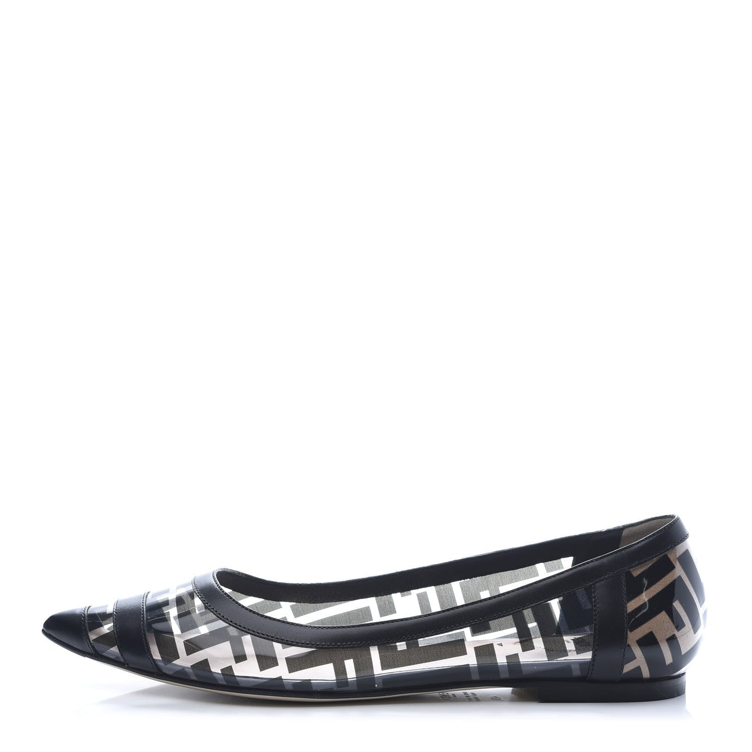Fendi PVC Calfskin FF Colibri Ballerina Flats 40 Black 1 of 8