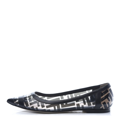 Fendi PVC Calfskin FF Colibri Ballerina Flats 40 Black 1 of 8