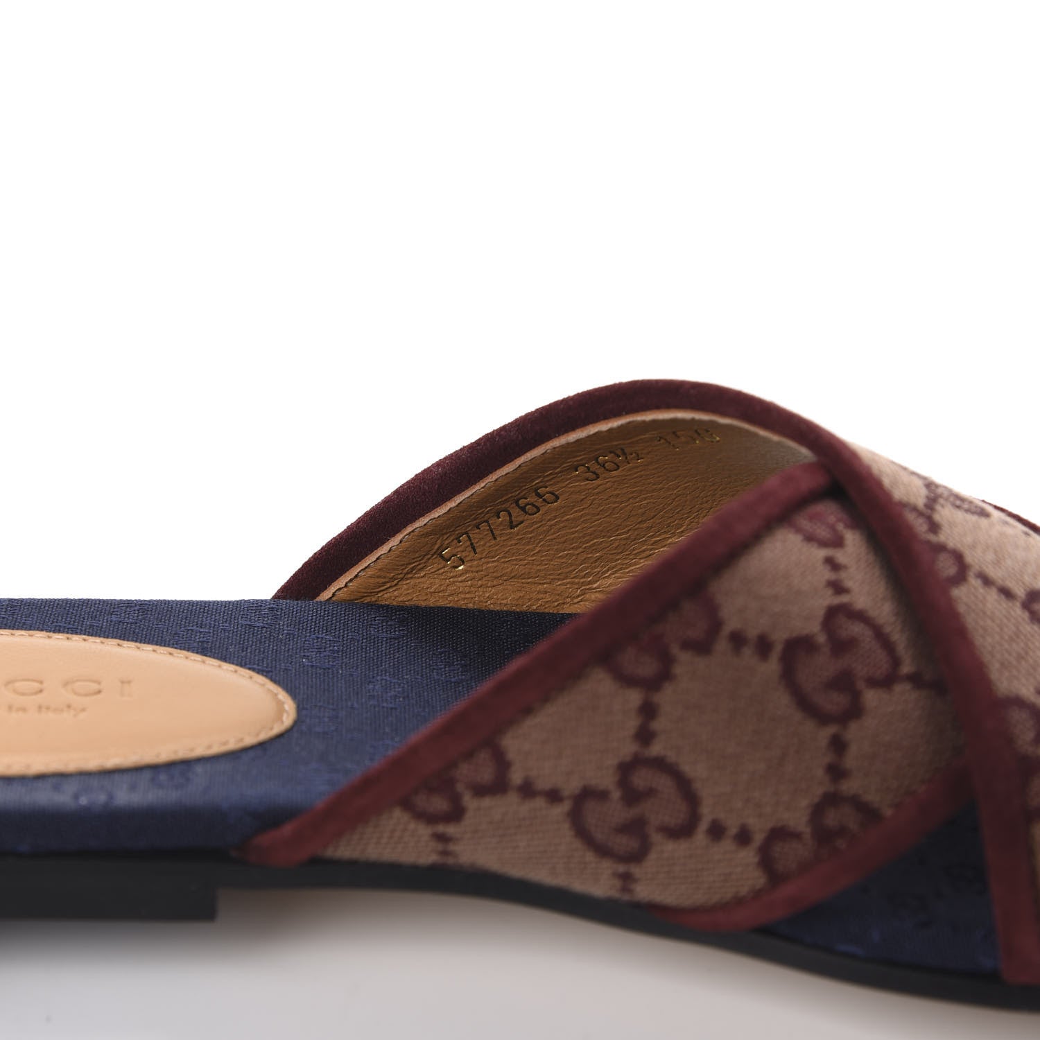 Gucci Canvas GG Monogram Womens Criss Cross Slide Sandals 36.5 Sahara Rubino Chardonnay 8 of 10