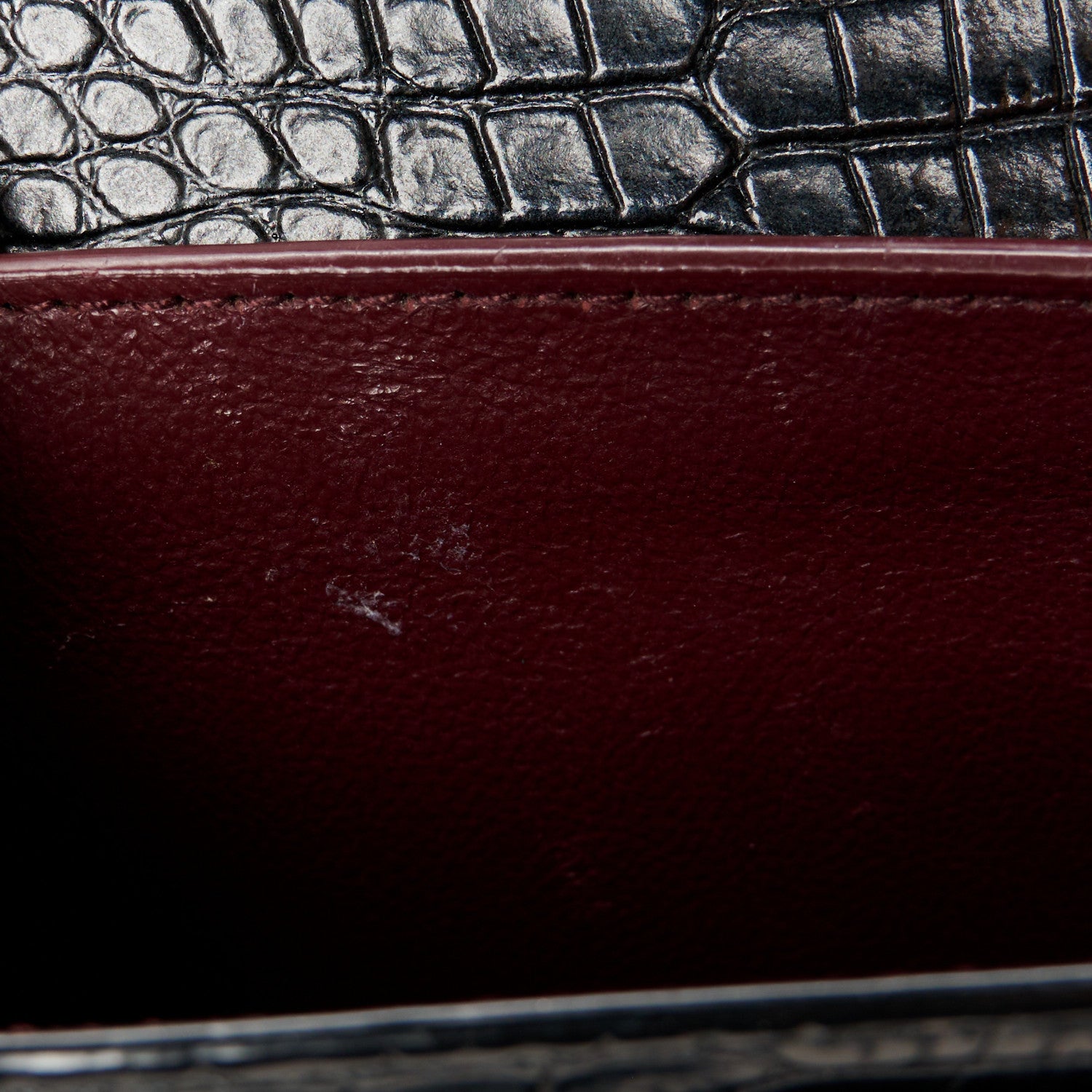Saint Laurent Calfskin Crocodile Embossed Monogram Cassandra Clasp Bag Black Rouge Legion 12 of 13