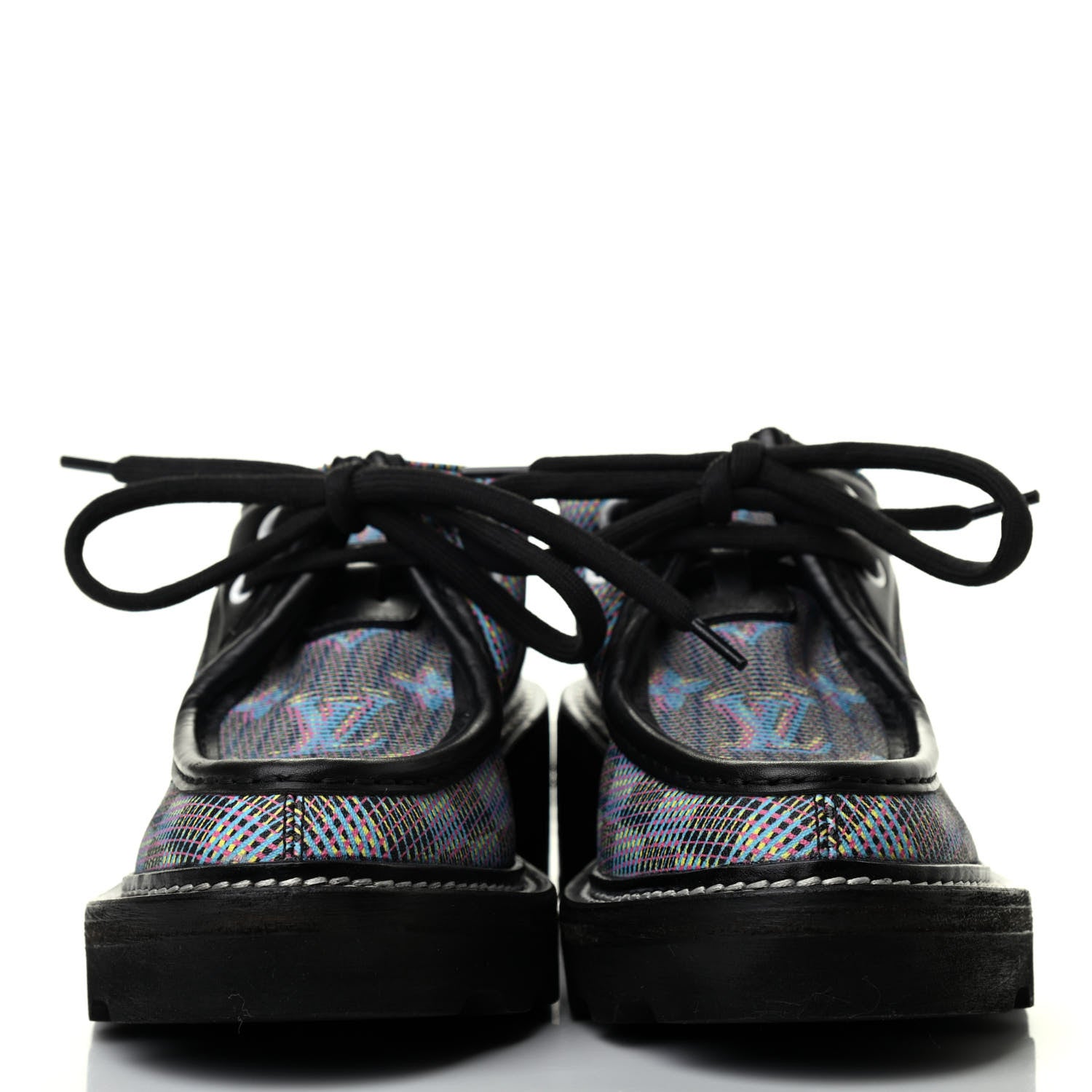 Louis Vuitton Damier LV Pop Beaubourg Platform Derby Shoes 35 Blue 2 of 4