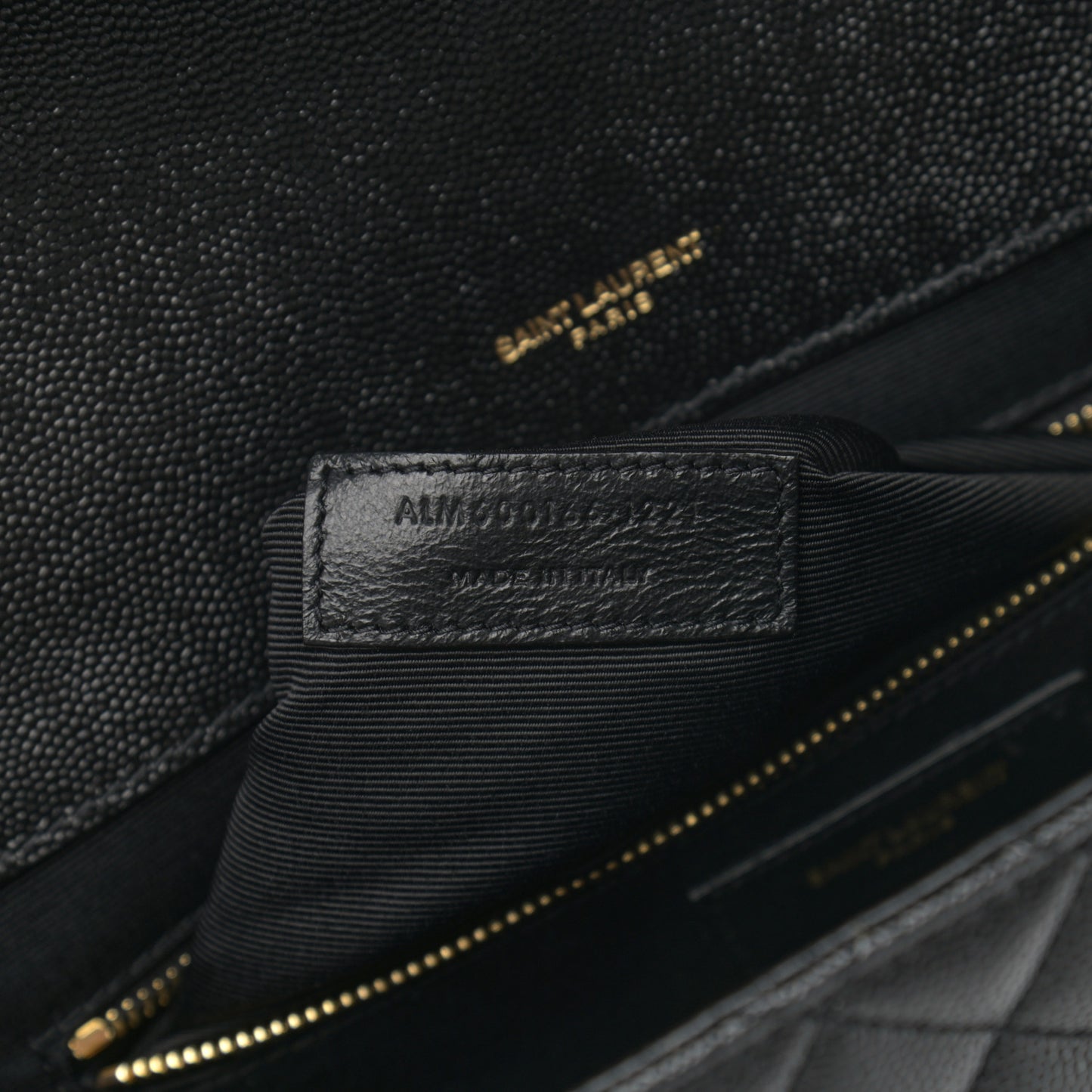 Grain De Poudre Textured Mixed Matelasse Large Triquilt Monogram Satchel Black