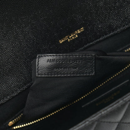 Saint Laurent Grain De Poudre Textured Mixed Matelasse Large Triquilt Monogram Satchel Black 7 of 10