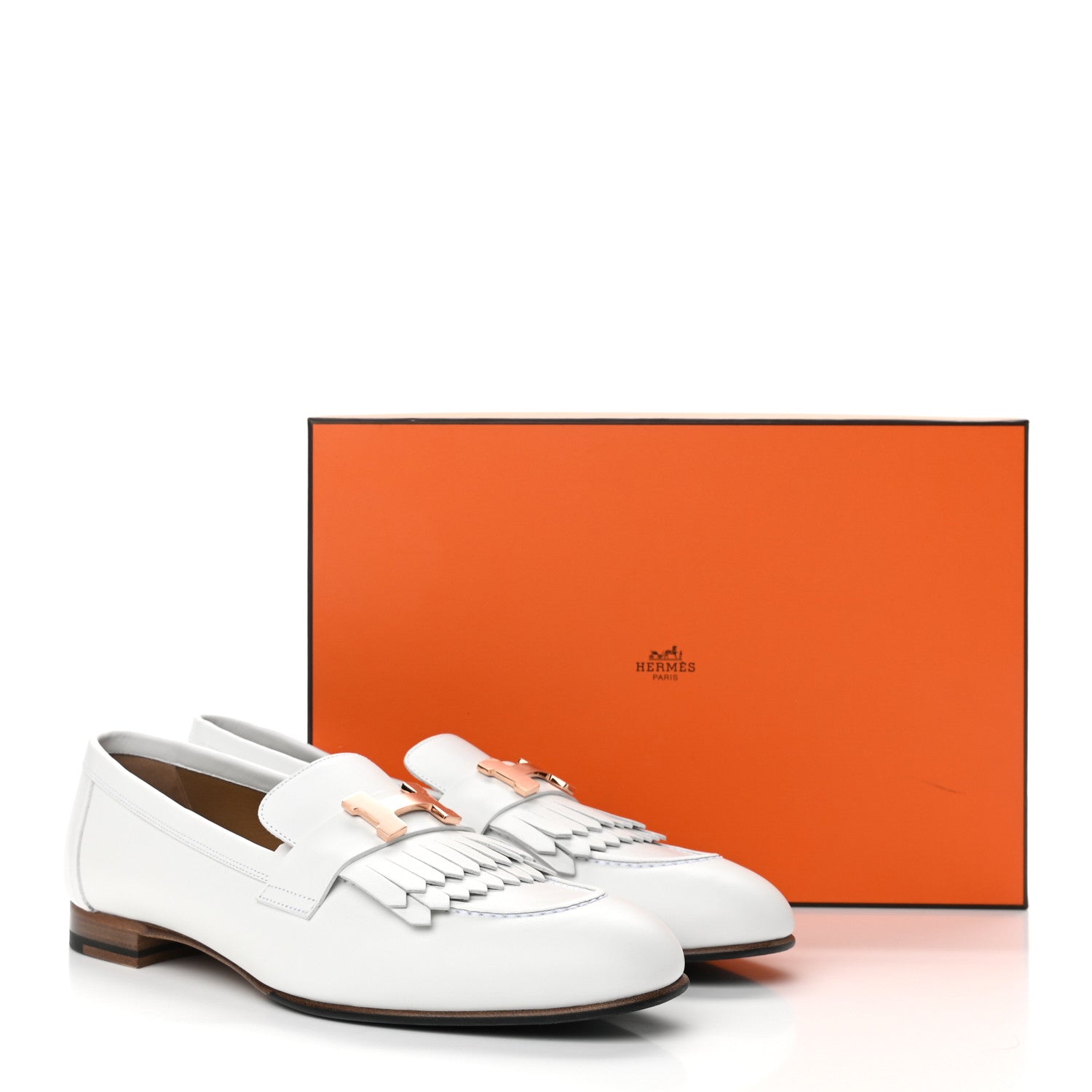 Hermes Calfskin Womens Royal Loafers 40 White 9 of 9
