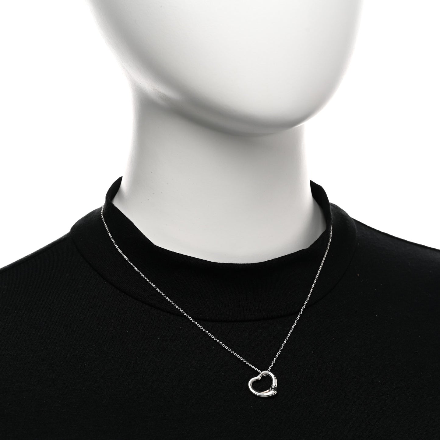 Sterling Silver 16mm Elsa Peretti Open Heart Pendant Necklace
