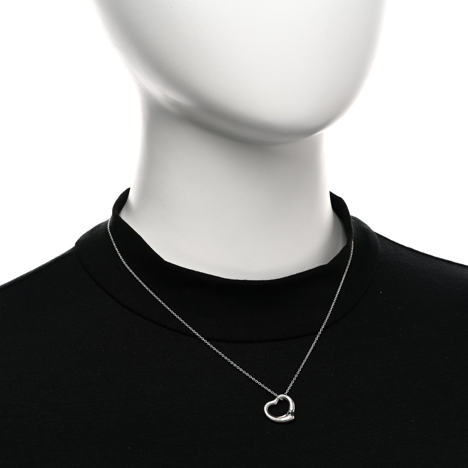 Tiffany Sterling Silver 16mm Elsa Peretti Open Heart Pendant Necklace 2 of 5