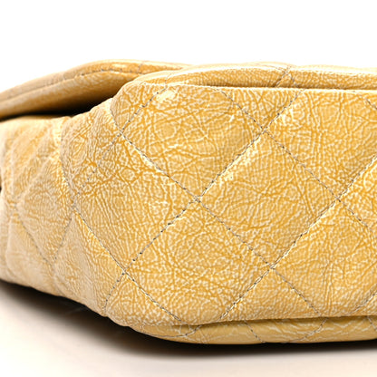 Chanel Crinkled Patent Quilted Jumbo Single Flap Light Beige 9 of 13