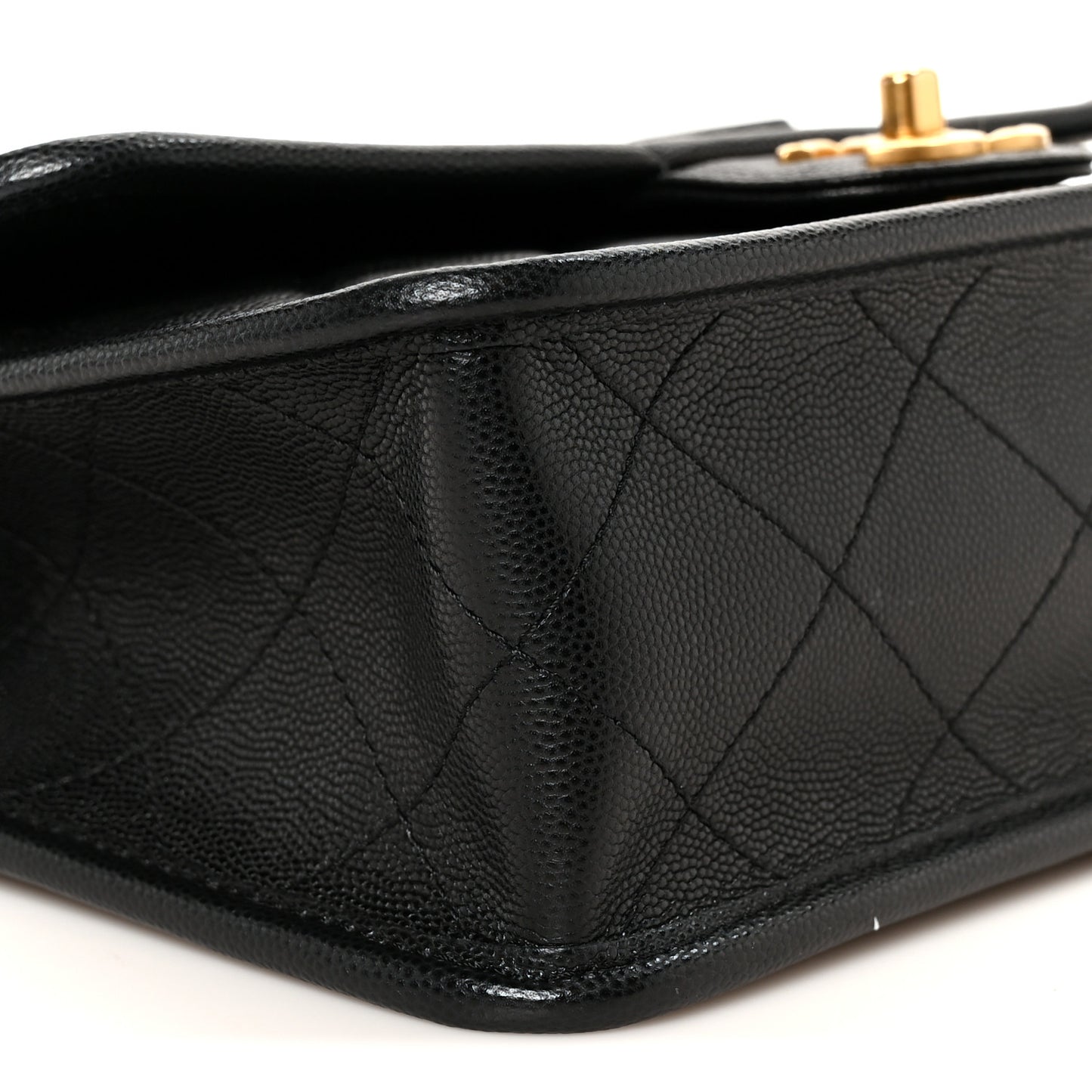 Caviar Quilted School Memory Small Top Handle Flap Black