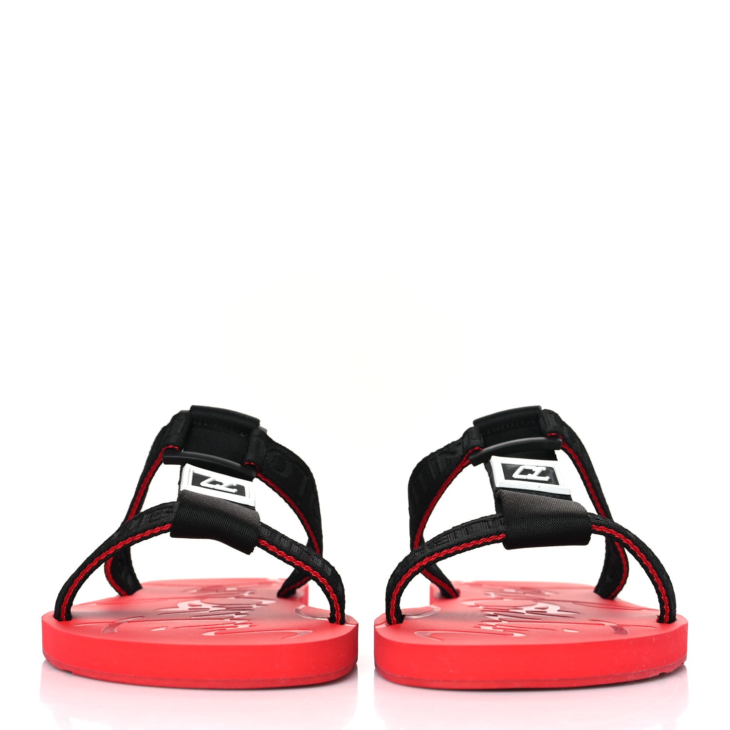 Christian Louboutin Ribbon Rubber Surf Mens Flat Sandal 44 Black Loubi 2 of 6