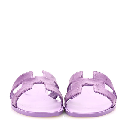 Hermes Ostrich Oran Sandals 38 Violet 3 of 10