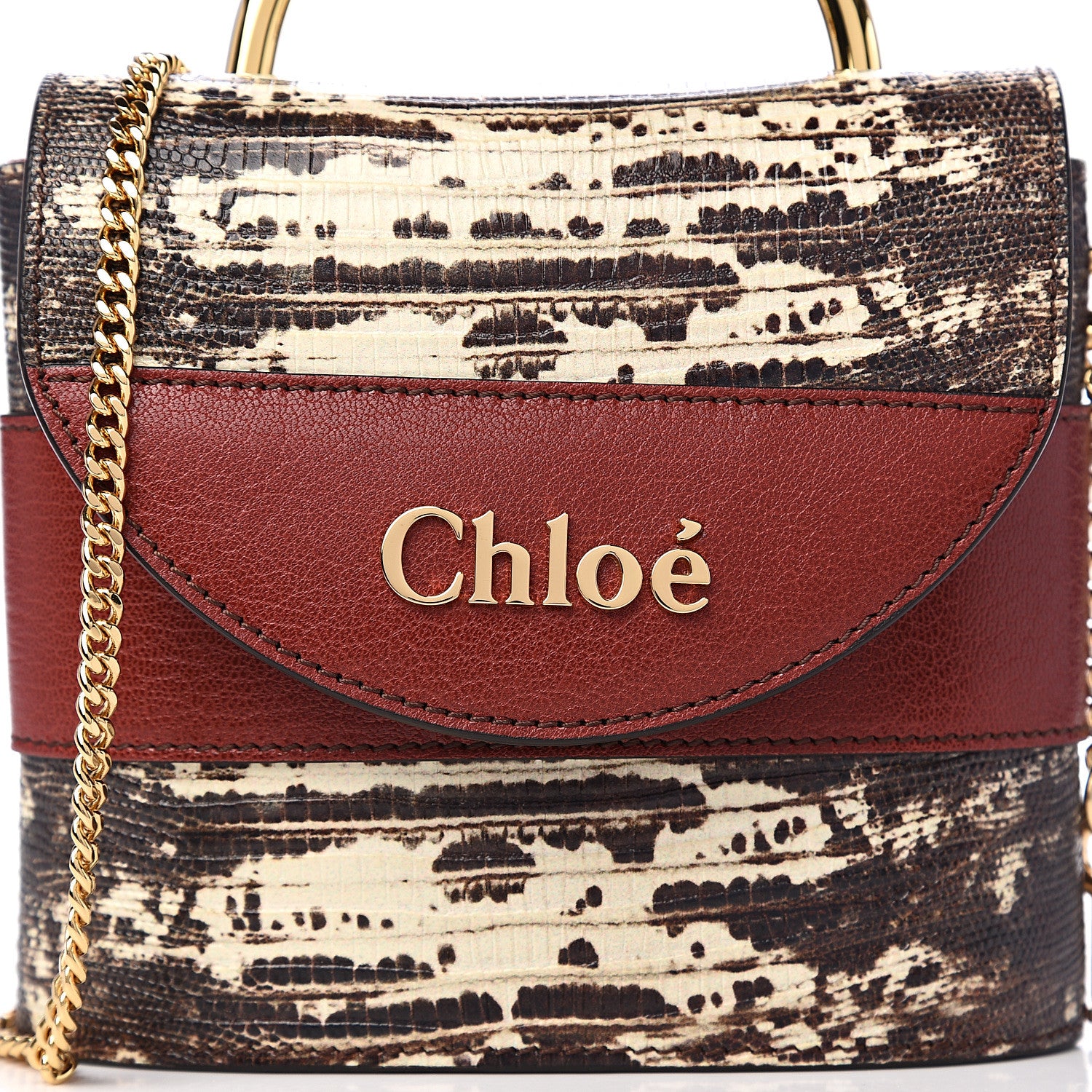 Chloe Calfskin Lizard Embossed Small Aby Lock Sepia Brown 9 of 9