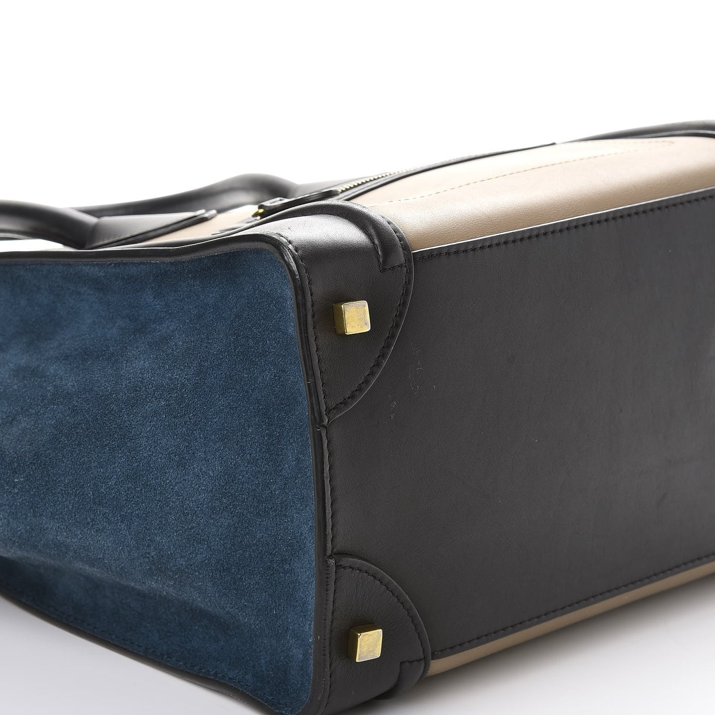 Smooth Calfskin Suede Mini Tri-Color Luggage Beige