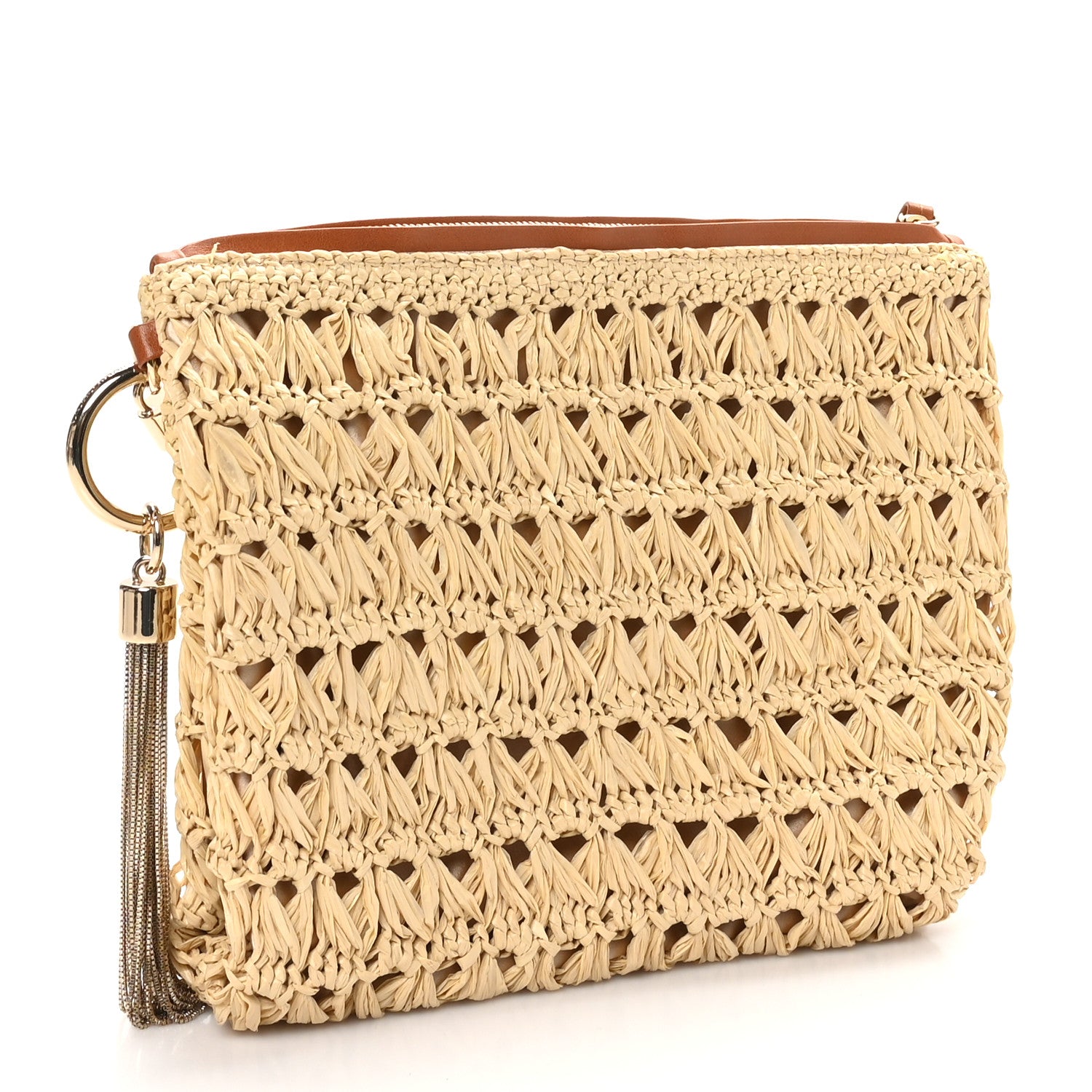 Jimmy Choo Raffia Callie Tassel Shoulder Bag Natural 3 of 8
