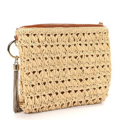 Jimmy Choo Raffia Callie Tassel Shoulder Bag Natural 3 of 8
