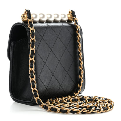 Chanel Lambskin Quilted Chic Pearls Flap Black 3 of 10