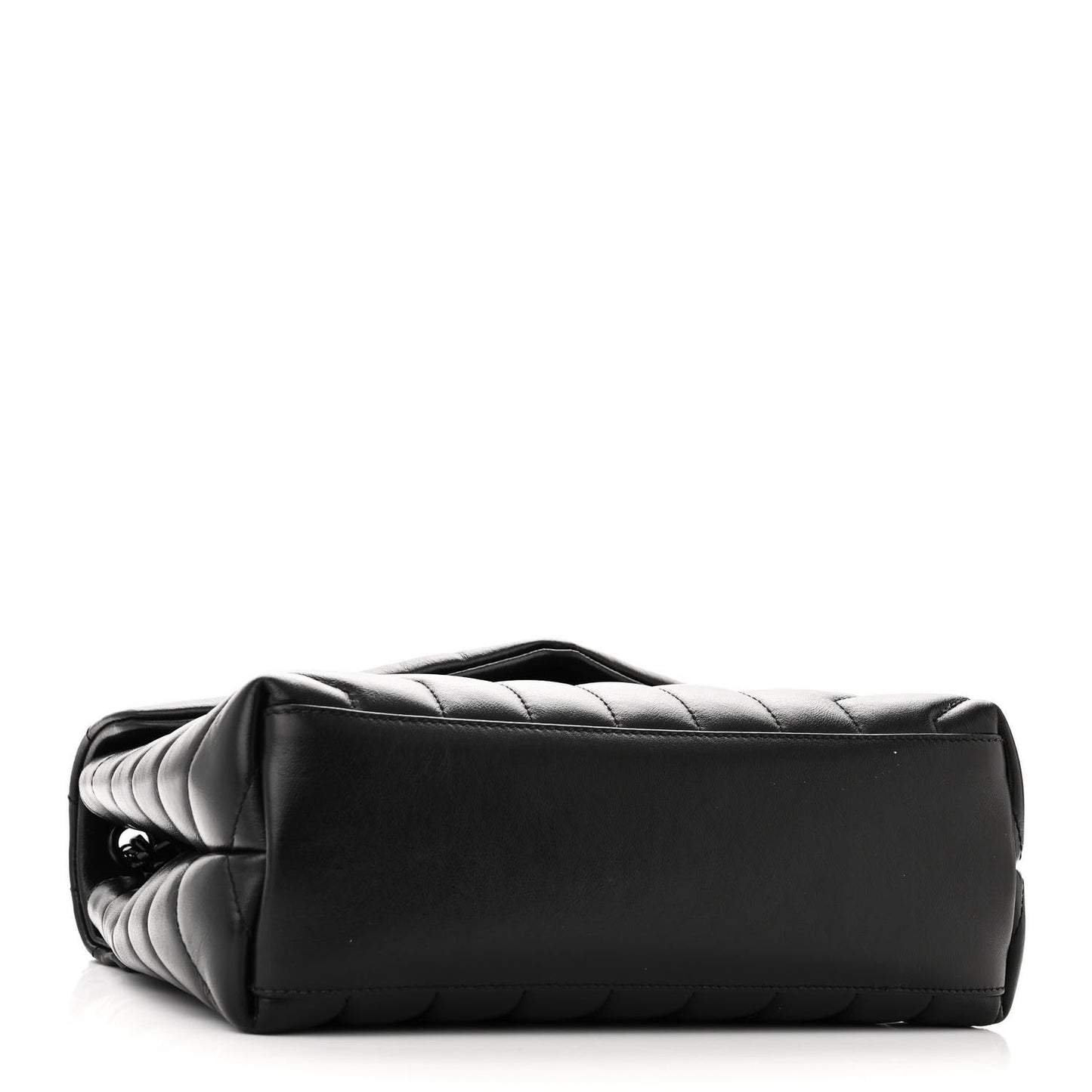 SAINT LAURENT Calfskin Y Quilted Monogram Monochrome Small Loulou Chain Satchel Black