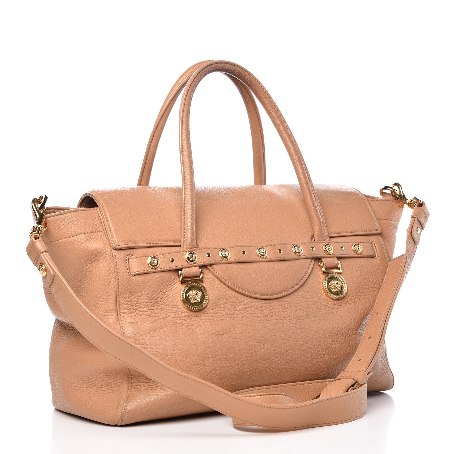 Versace Deerskin Large Signature Tote Camel 4 of 17
