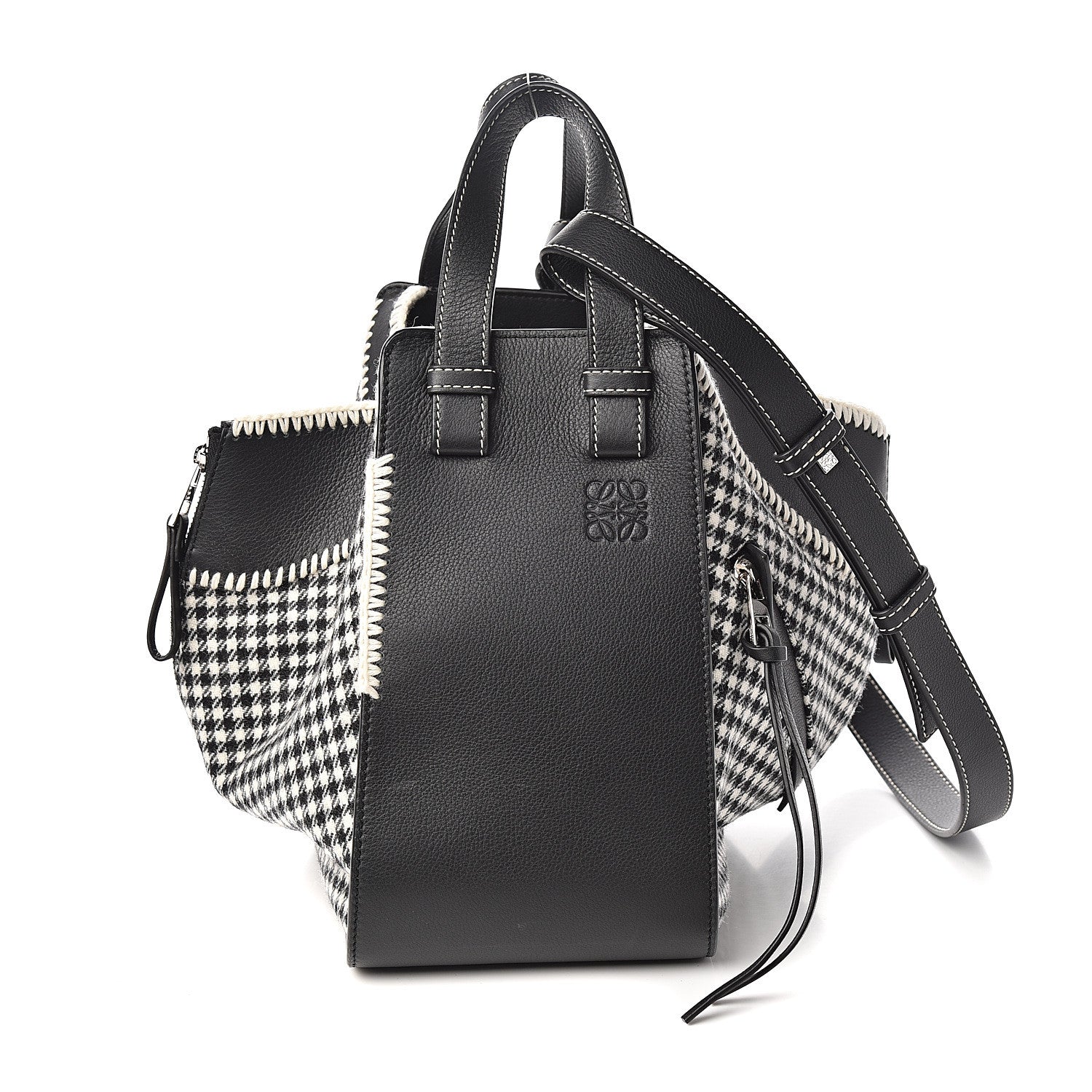 Loewe Calfskin Tweed Small Hammock Shoulder Bag Black White 1 of 8