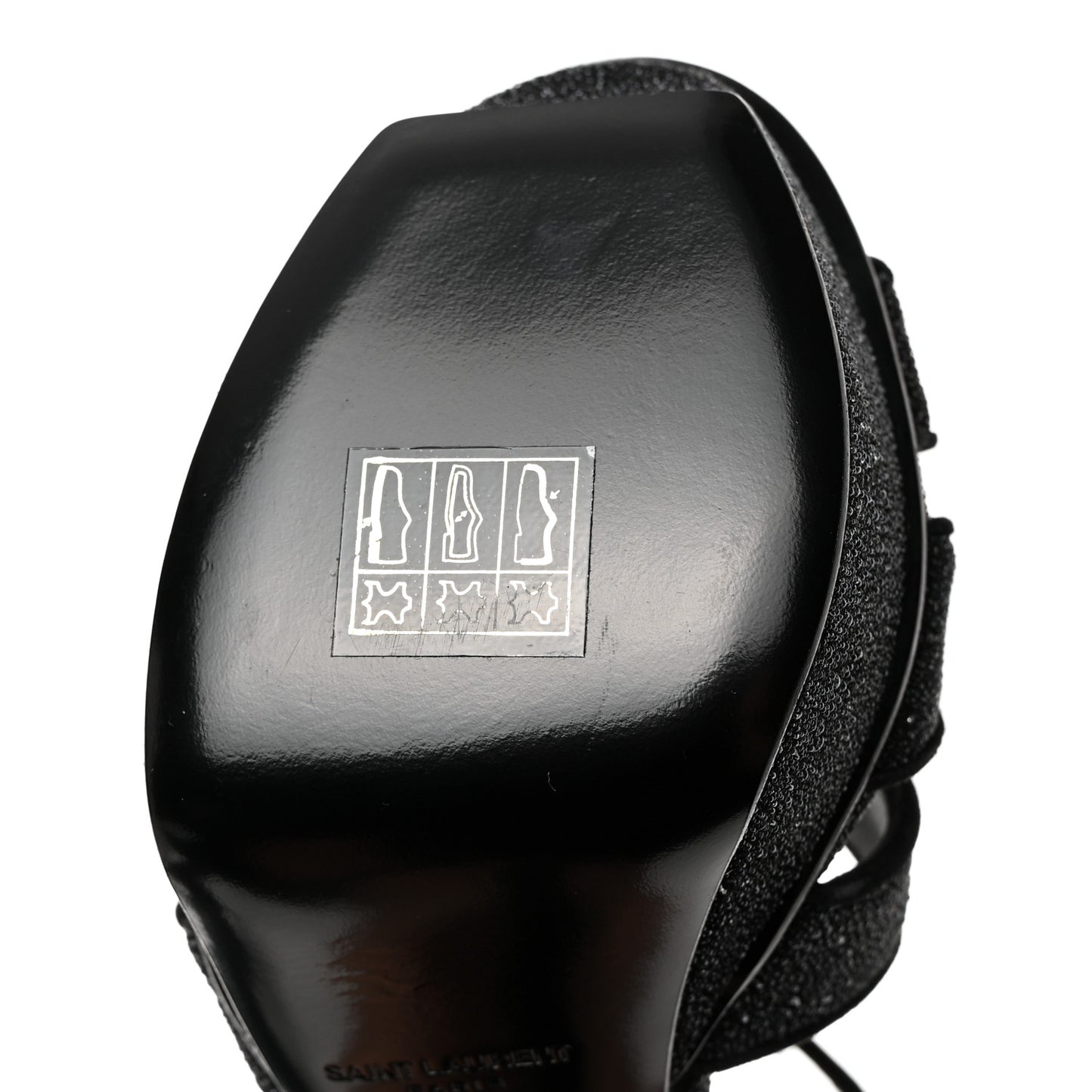 Glitter Effect Calfskin Tribute 75 Platform Sandals 35 Black