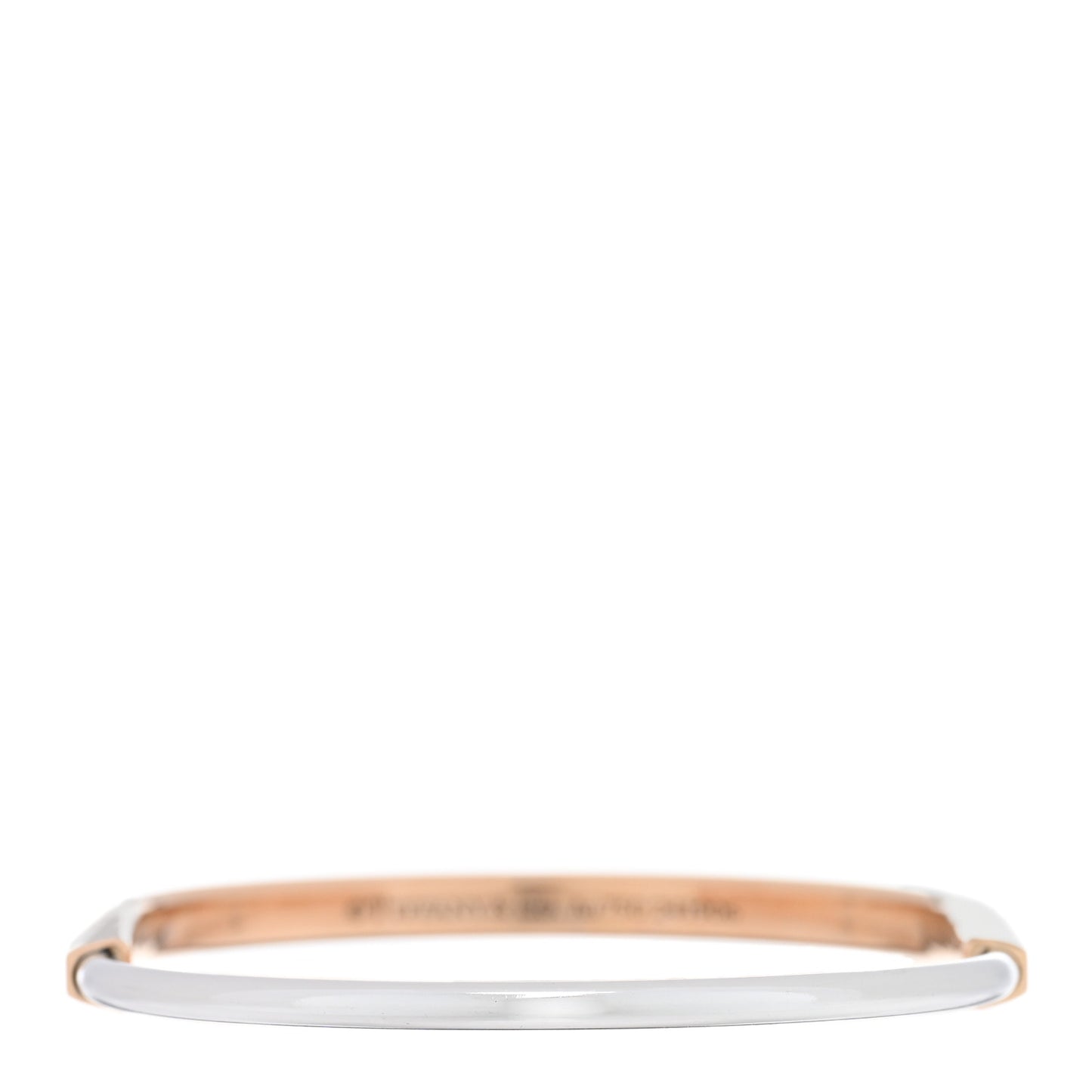 18K Rose White Gold Narrow Tiffany Lock Bangle Bracelet