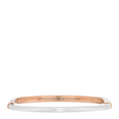 Tiffany 18K Rose White Gold Narrow Tiffany Lock Bangle Bracelet 2 of 5