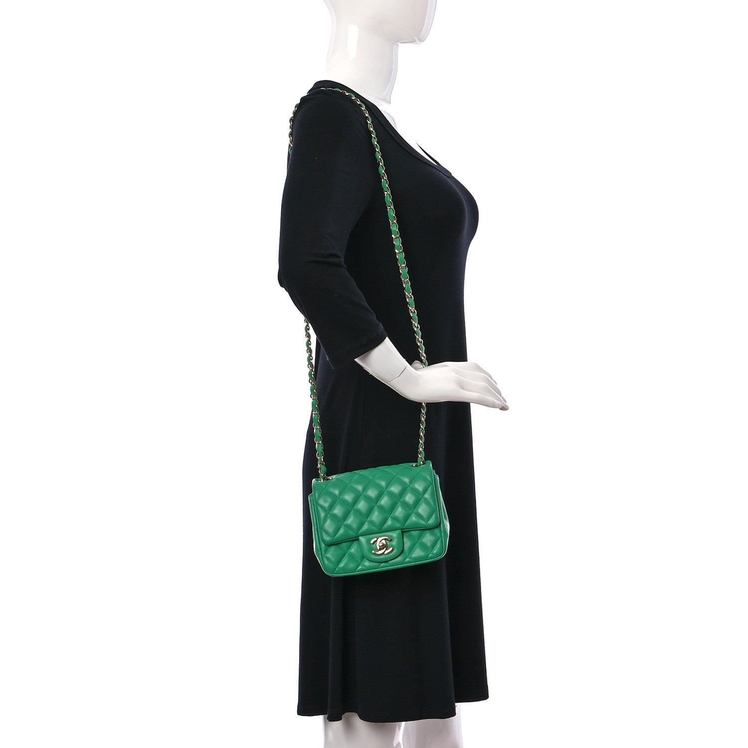 Chanel Lambskin Quilted Mini Square Flap Green 2 of 18
