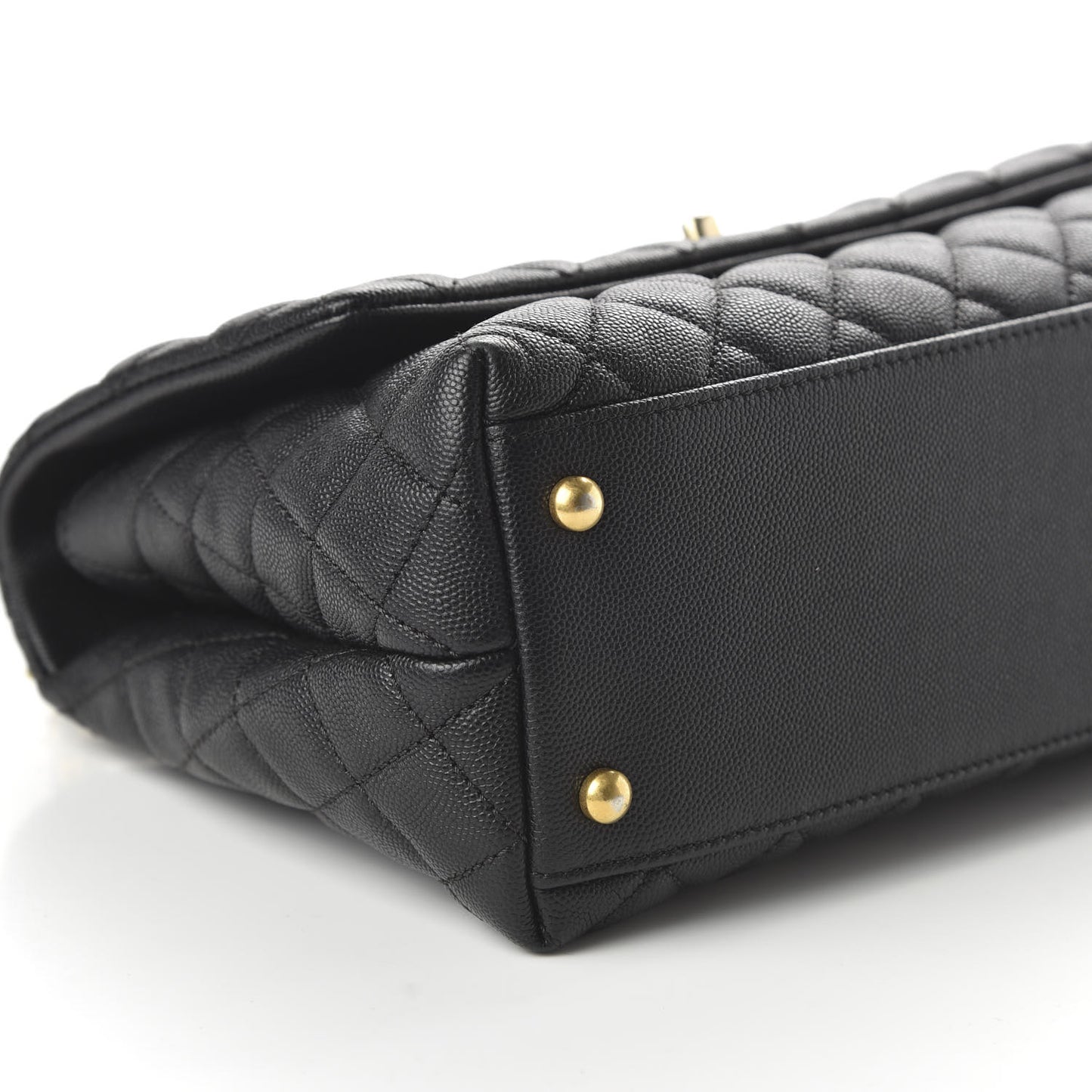 Caviar Quilted Small Coco Handle Flap Black