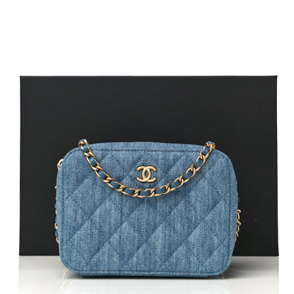 Chanel Denim Quilted CC Pearl Crush Camera Case Blue 11 of 11